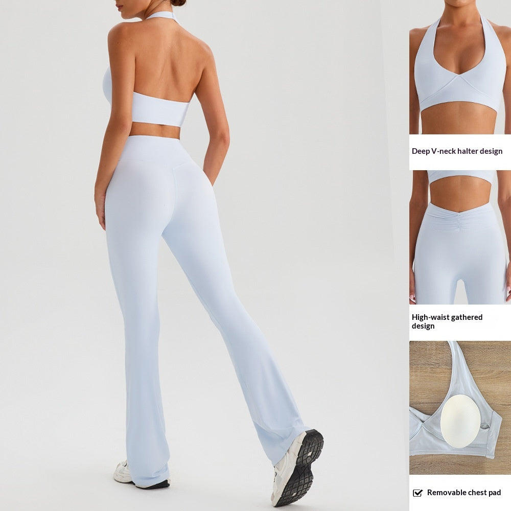 Yoga Sports Halter Bra And Tennis Skirt Two-Piece Set Outdoor Running Fitness Ou